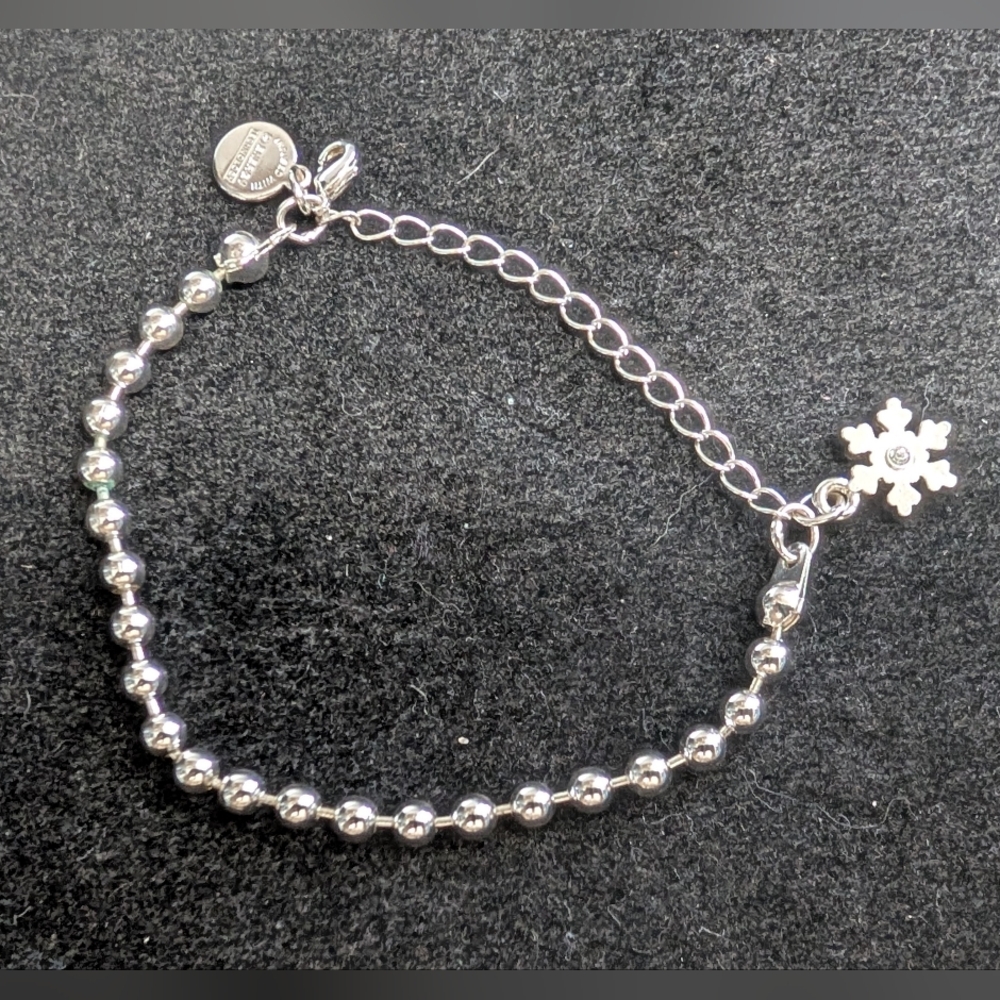 Silver Snowflake Charm Ball Chain Bracelet - Picture 2 of 3